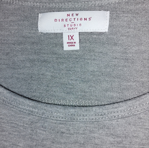 New Directions Studio Curvy, 1X, Gray with Graphic, 3/4 Sleeve, Pre-owned - Picture 4 of 9